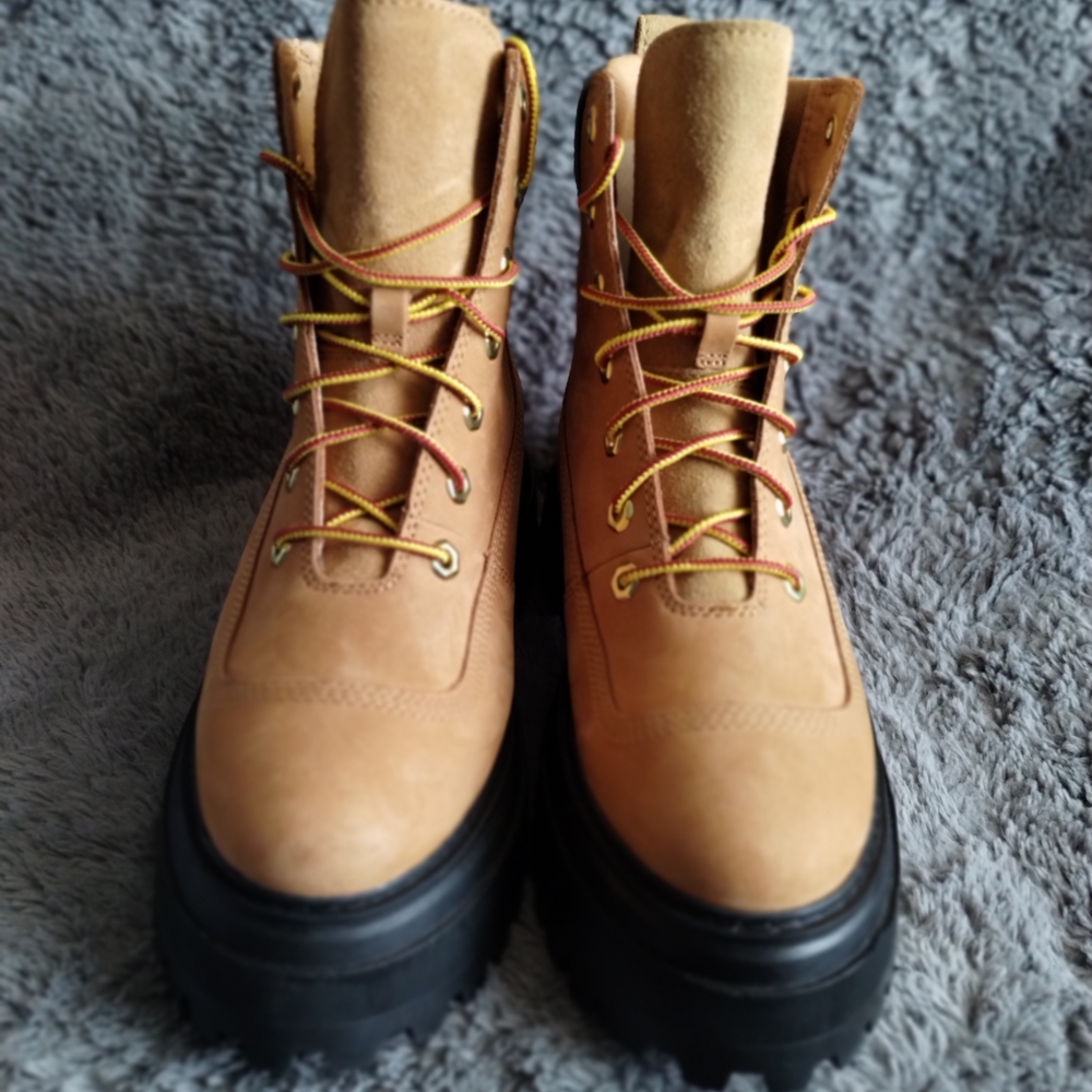 Timberland Premium Platform 6-Inch Boots Wheat Nubuck Women’s 9 NWOT A2KMU - Picture 4 of 11